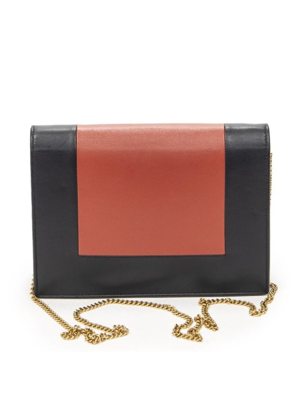 Celine Frame Evening Chain Clutch Navy Red Calfskin Leather - Picture 5 of 10